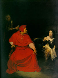 'Jeanne d'Arc est interrogee par le cardinal de Winchester dans sa prison' by Paul Delaroche (1824)